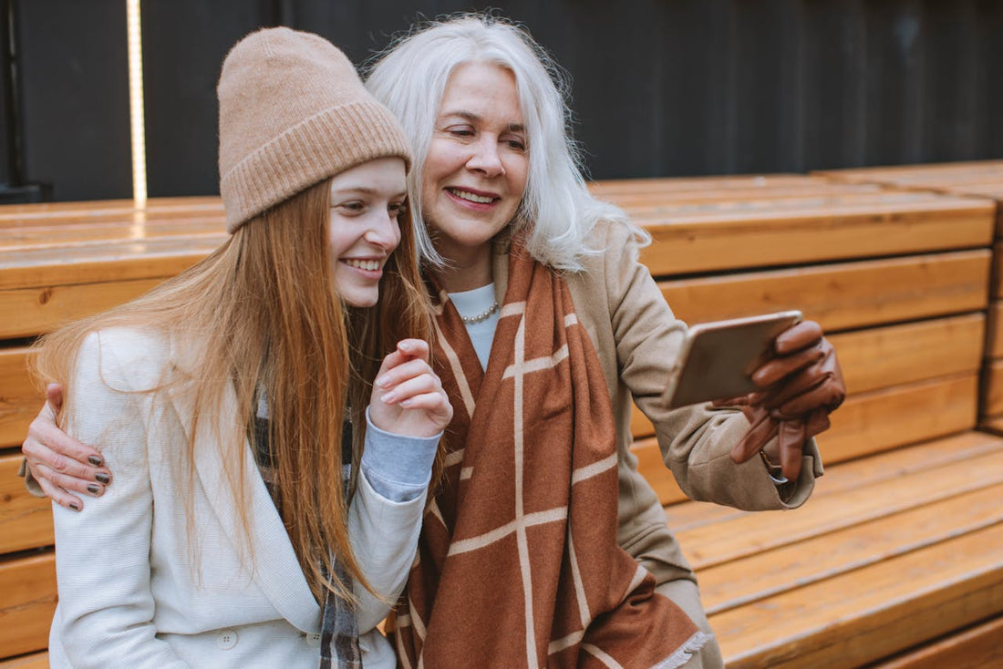 mother and daughter happy selfie